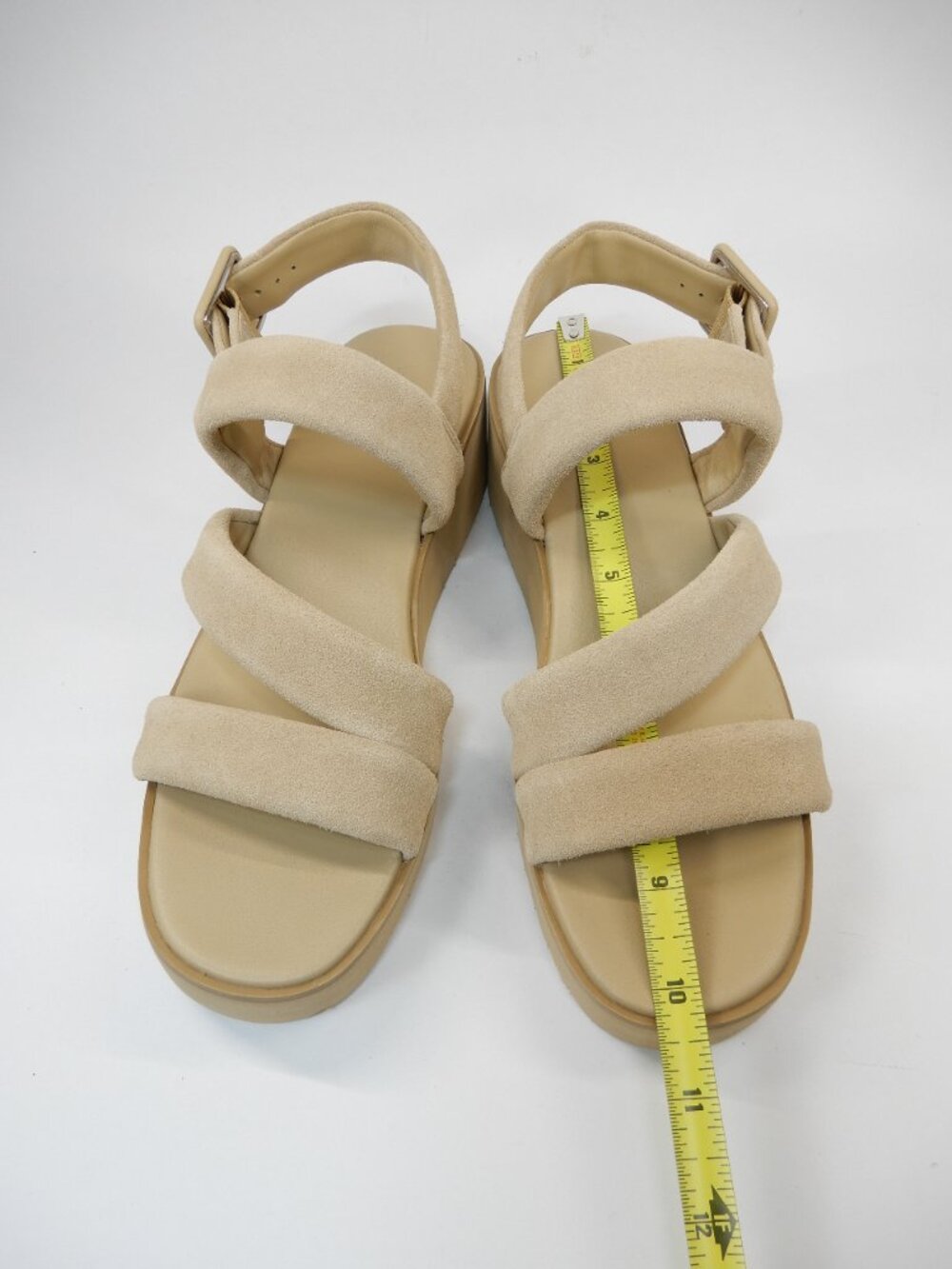VINCE Skylar Low Wedge Slingback SANDALS Size 8.5 Nude Beige Suede NEW $280 - Picture 16 of 16